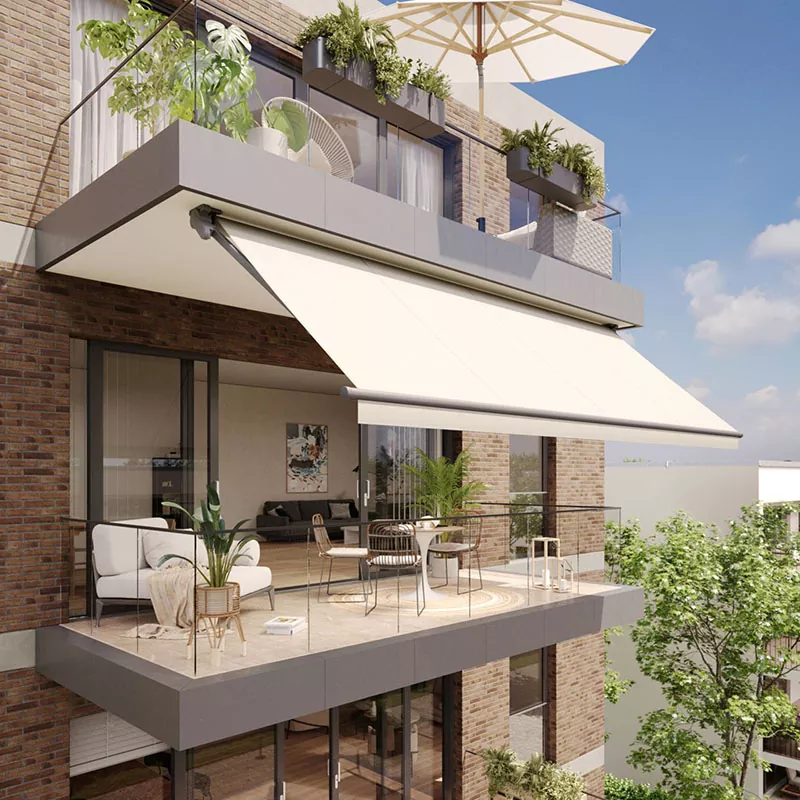 Auvent à cassette ouvert