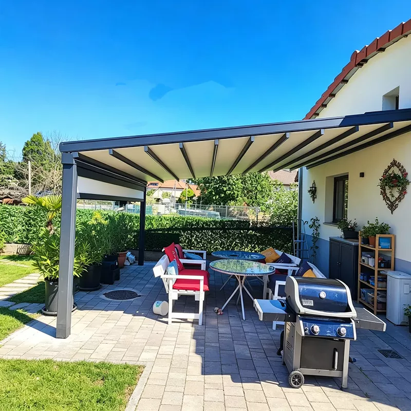 Pergola murale avec toit rétractable